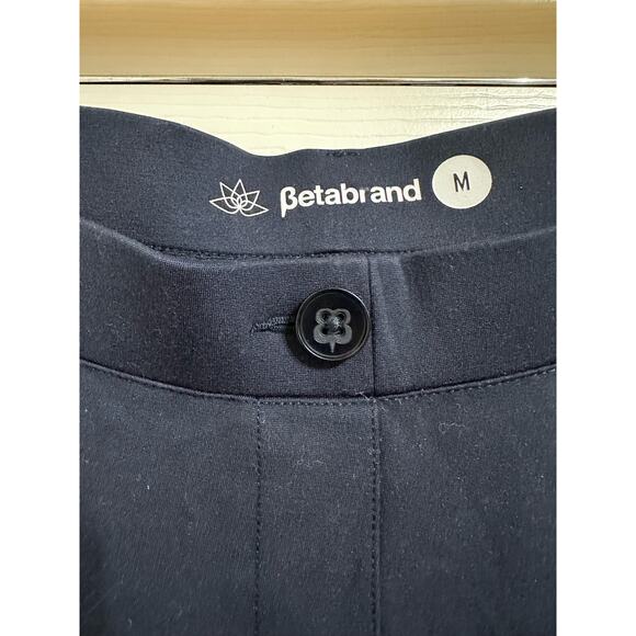 Betabrand Womens Long navy Wide-Leg Mid Rise Pull On Casual Pants Size Medium - Picture 3 of 6